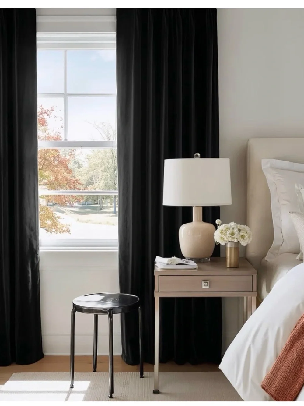 Black Velvet Curtain Panel - Unknown Brand